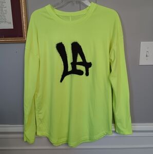 Comfy LA Flirtitude Active Neon Long Sleeve Women's TShirt Size Large EUc